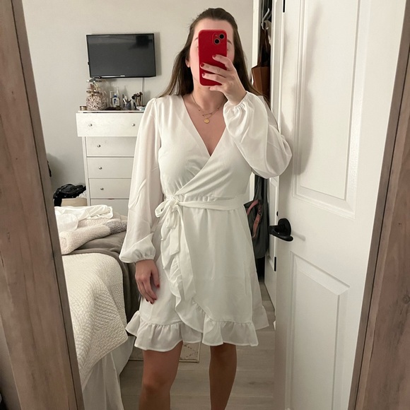 Ruffle-Trimmed Faux-Wrap Dress - Picture 2 of 2